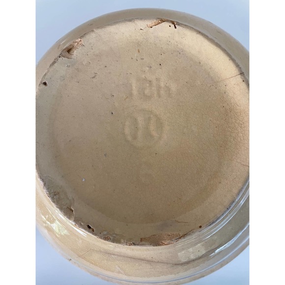 Early Hull Pottery Utility Yellow Ware Blue Band 9" Mixing Bowl - Picture 5 of 7